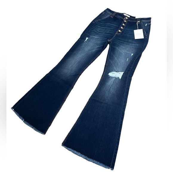 Kancan Dark Wash High Rise Flare Jeans - Picture 8 of 17